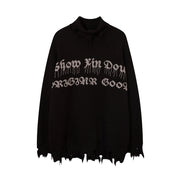 jacquard print stand collar cotton sweater, view 2 - MRSLM