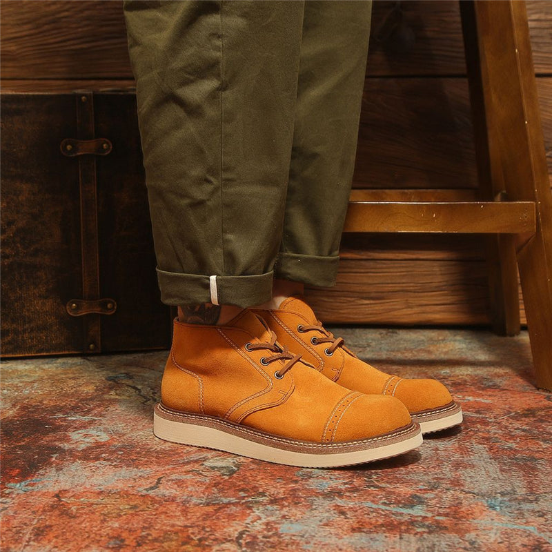 handmade vintage british cow suede ankle boots, view 7 - MRSLM