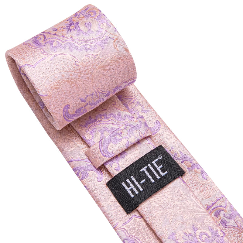 pink plaid silk tie with cufflinks and pocket square, view 7 - MRSLM