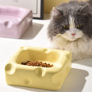 cheese-shaped ceramic pet bowl, view 9 - MRSLM
