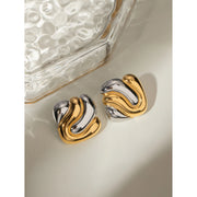 gold plated geometric bump earrings, view 5 - MRSLM