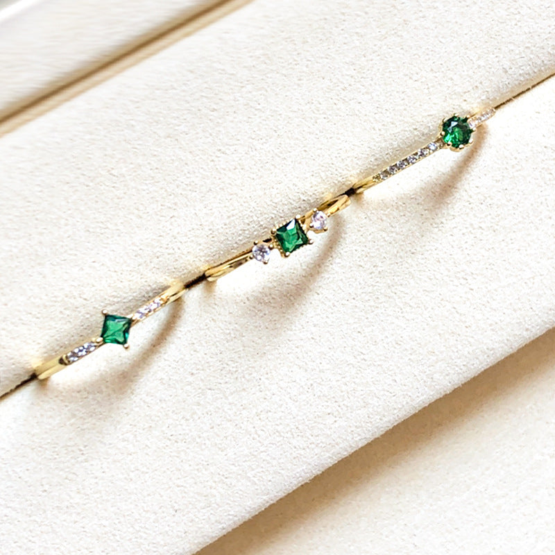 S925 silver adjustable green stone ring, view 7 - MRSLM