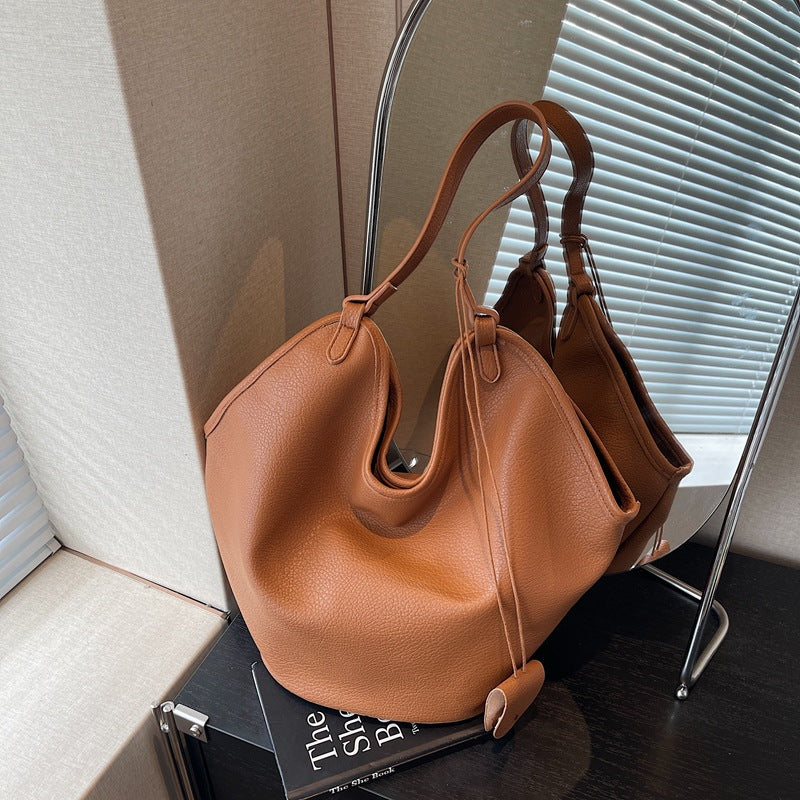 Vintage Lychee-pattern Tote Bucket Bag For Women