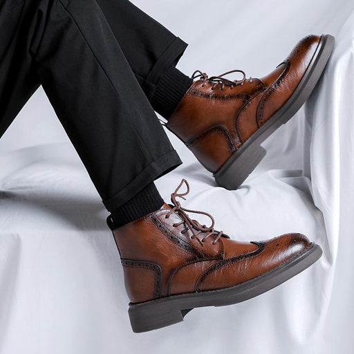 men's brogue leather ankle boots - MRSLM