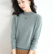 women's half turtleneck thin knit sweater, view 2 - MRSLM