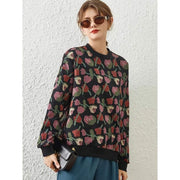 retro floral print loose-fit sweatshirt, view 3 - MRSLM