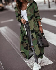 camouflage print mid-length trench coat, view 2 - MRSLM