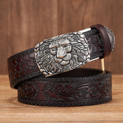 men's 3.5CM leather belt lion pattern buckle, view 8 - MRSLM