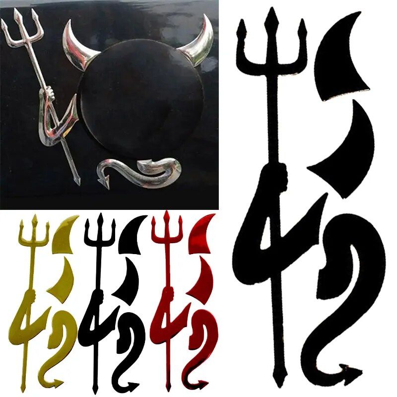3D little devil horns car sticker, view 6 - MRSLM