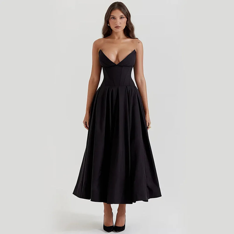 black spaghetti strap maxi dress, view 3 - MRSLM