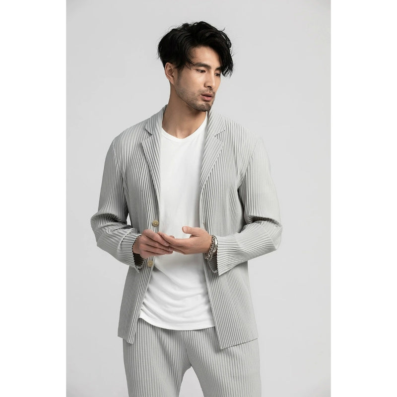 men's slim fit pleated blazer, view 4 - MRSLM