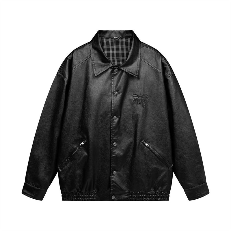 men's pu leather coat zipper, view 5 - MRSLM