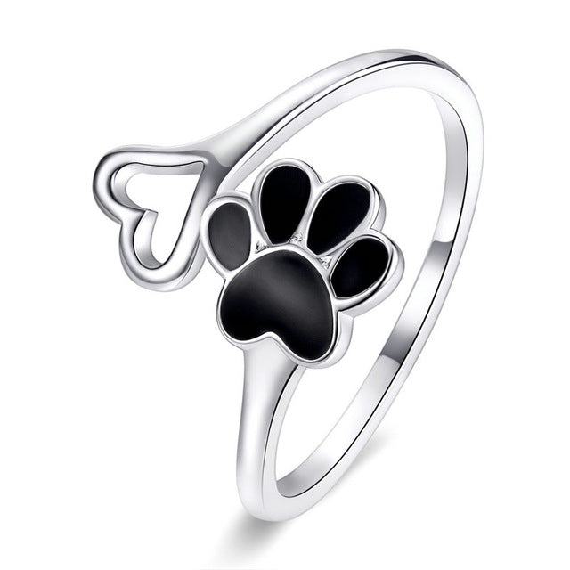 pet paw print silver jewelry set, view 6 - MRSLM