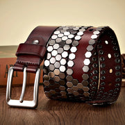 Wide rivet studded leather belt - MRSLM