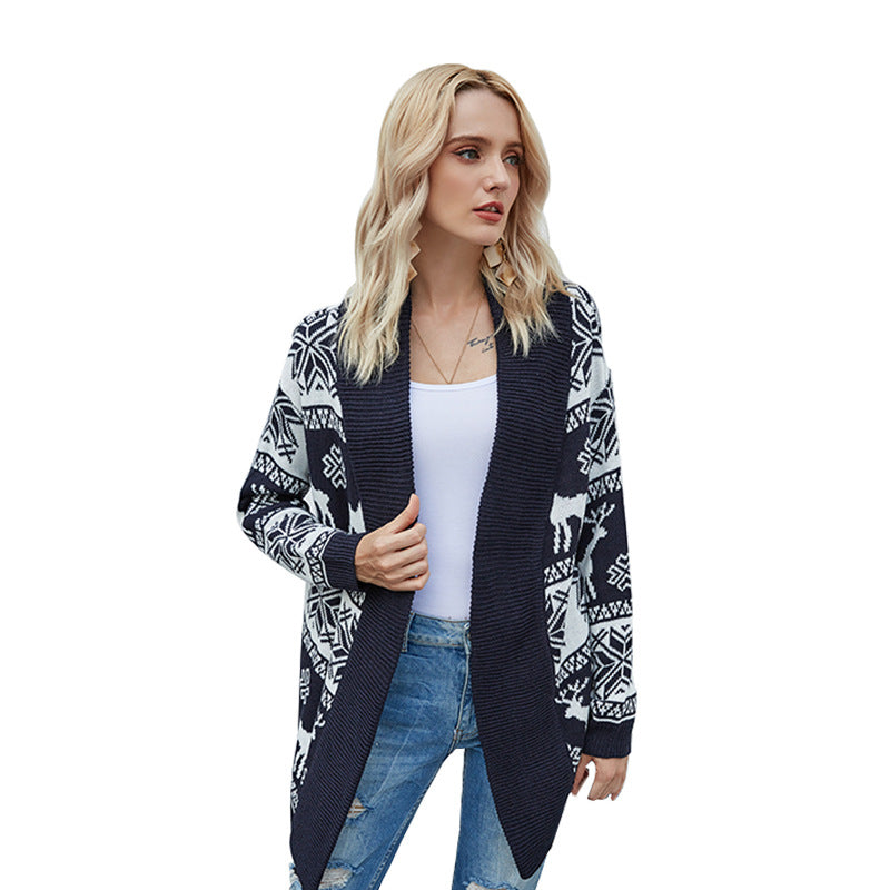 fawn pattern knit cardigan for women, view 5 - MRSLM