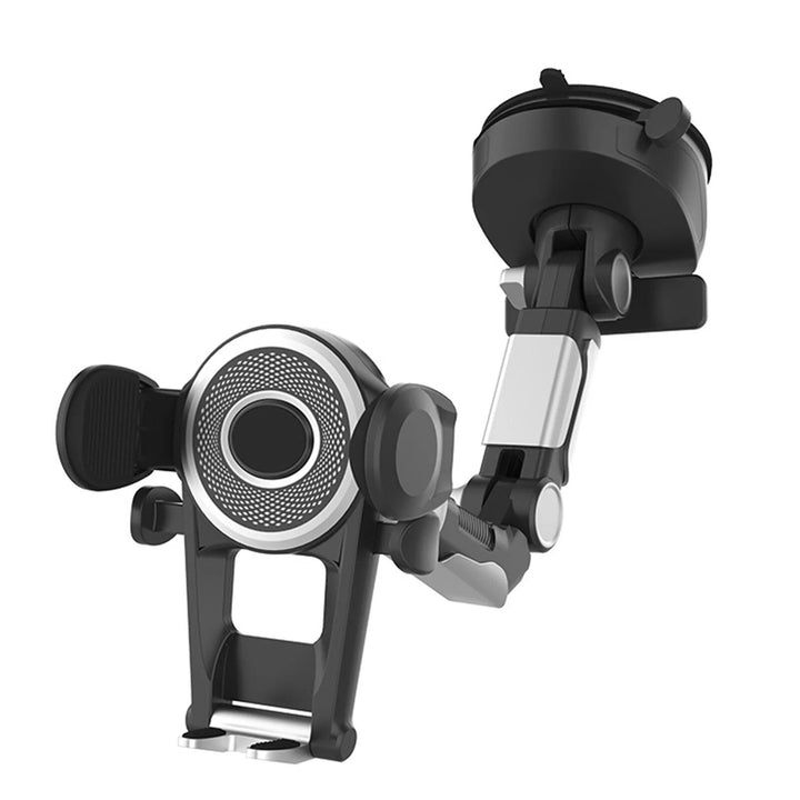 Universal 360° Rotating Car Phone Holder with Suction Cup & Retractable Number Plate Design