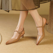 genuine leather high heel sandals, view 4 - MRSLM