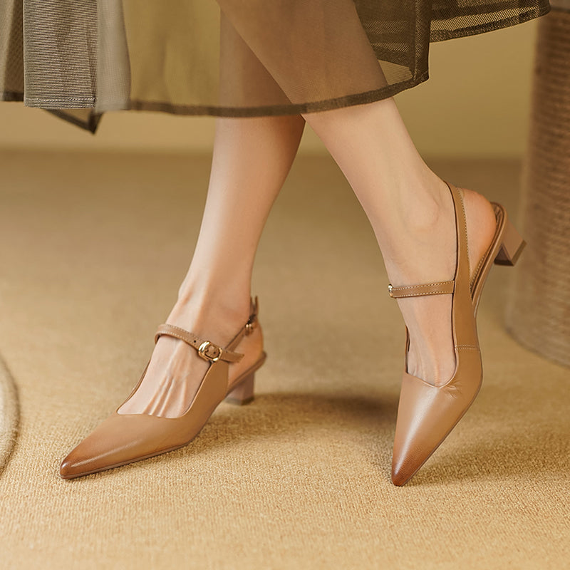 genuine leather high heel sandals, view 4 - MRSLM