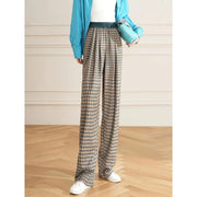 women's high waist checked wide leg pants, view 5 - MRSLM
