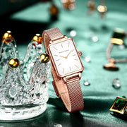 rectangle ultrathin mesh ladies watch, view 10 - MRSLM