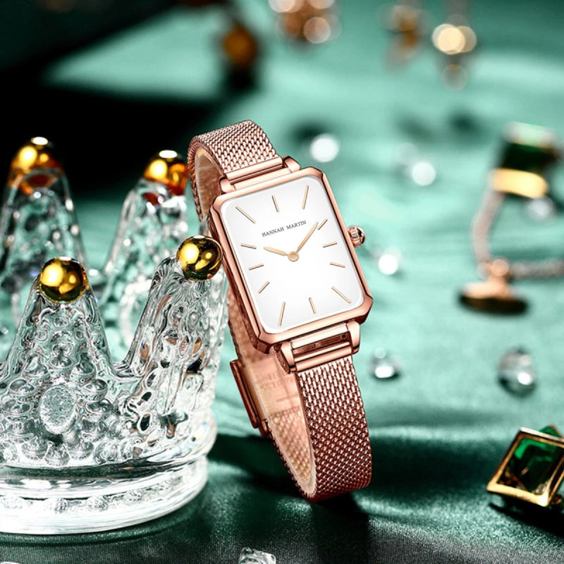 rectangle ultrathin mesh ladies watch, view 10 - MRSLM