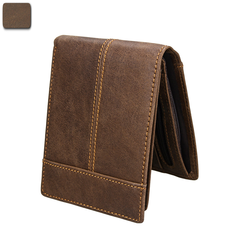 crazy horse leather short wallet, view 5 - MRSLM