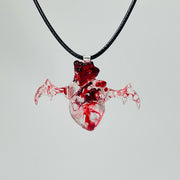Handmade gothic red heart pendant necklace, view 5 - MRSLM