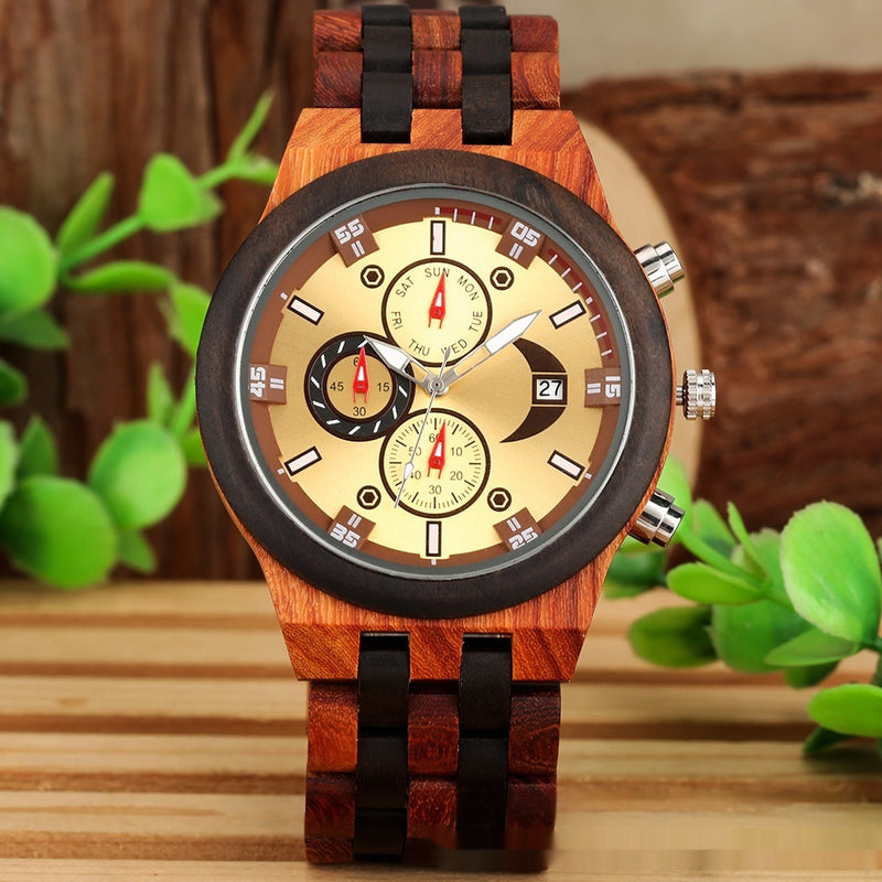 full wood band quartz watch, view 10 - MRSLM