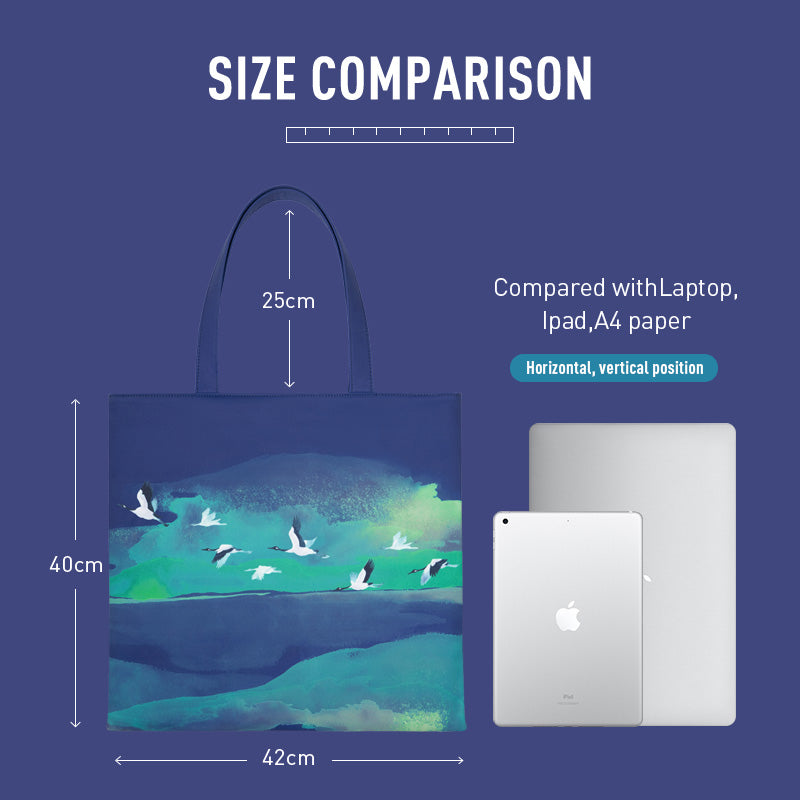chinese style illustration shoulder tote bag, view 5 - MRSLM