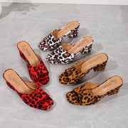 Leopard square-toe chunky heel sandals, view 2 - MRSLM