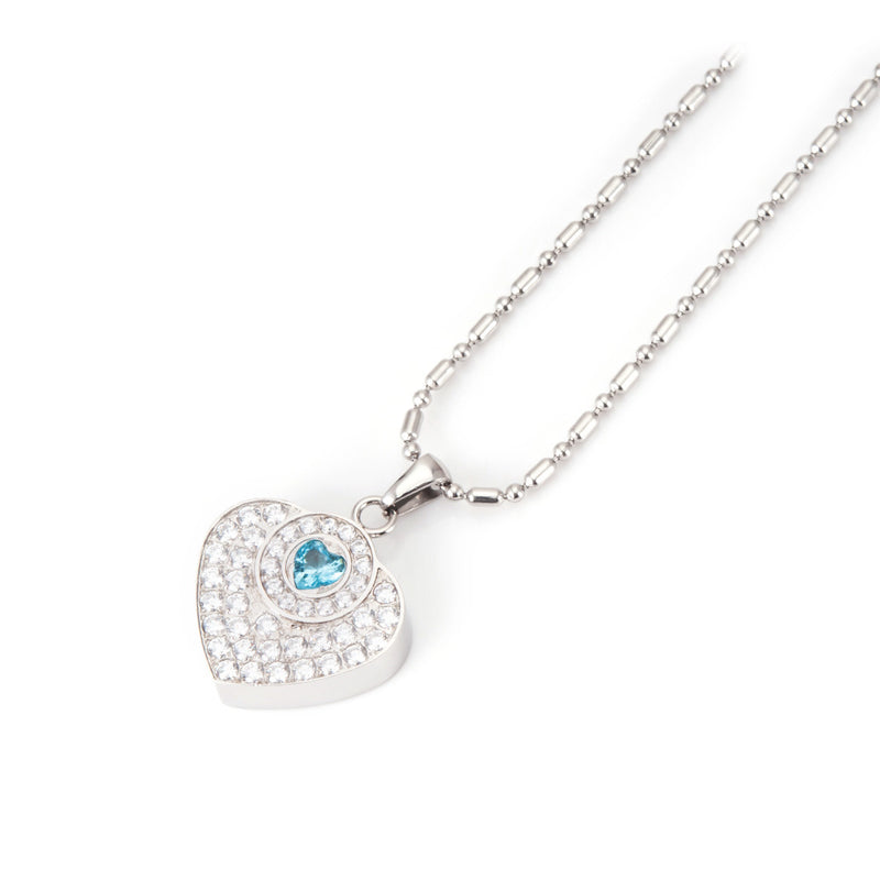love shaped zirconia necklace, view 2 - MRSLM