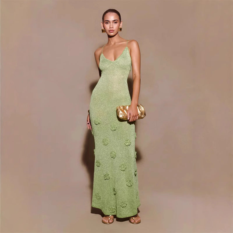 knitted flowers suspender dress, view 3 - MRSLM