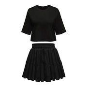loose crew neck top and skirt set, view 8 - MRSLM
