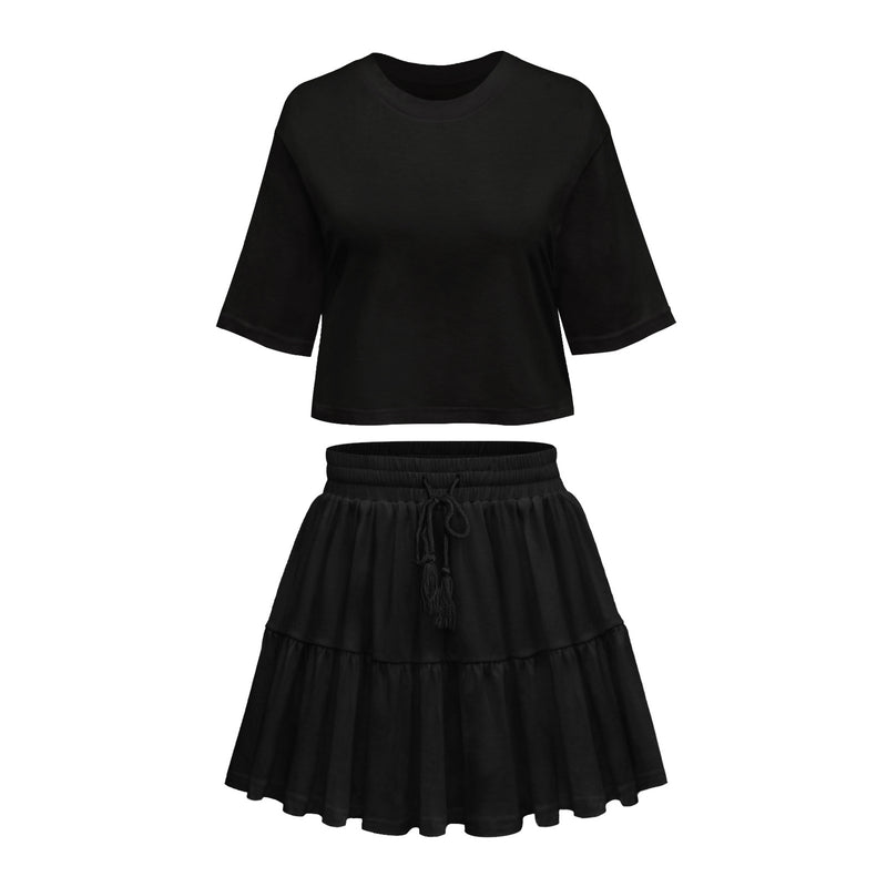 loose crew neck top and skirt set, view 8 - MRSLM