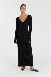 round neck A-line knitted dress, view 10 - MRSLM