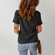 women's black slogan print t-shirt, view 2 - MRSLM
