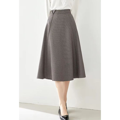 coffee plaid midi skirt for women, view 2 - MRSLM
