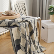 3d cube cotton knitted plaid blanket, view 7 - MRSLM