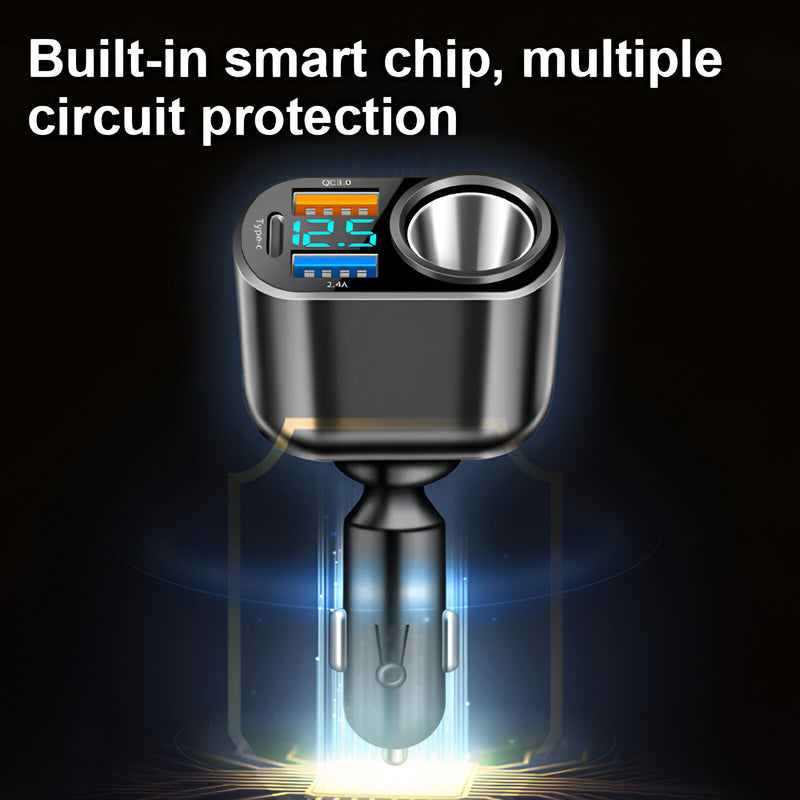 66W QC3.0 dual USB car charger LED display, view 7 - MRSLM