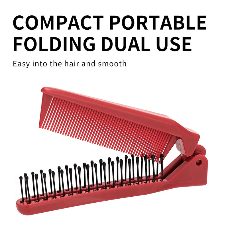 mini red folding pocket comb, view 3 - MRSLM