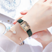 women's simple rectangular leather watch, view 9 - MRSLM