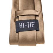 gold brown silk necktie set, view 6 - MRSLM