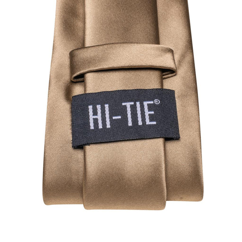 gold brown silk necktie set, view 6 - MRSLM