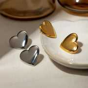 gold plated heart stud earrings, view 5 - MRSLM