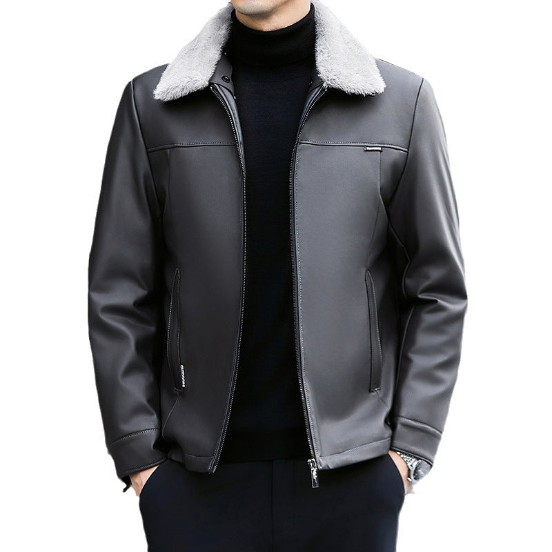 men's pu leather jacket winter, view 2 - MRSLM