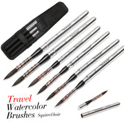6-piece travel watercolor paint brushes, view 3 - MRSLM