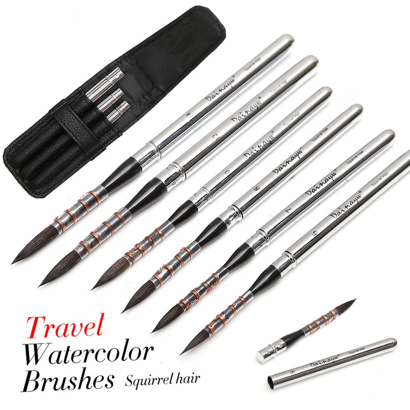 6-piece travel watercolor paint brushes, view 3 - MRSLM
