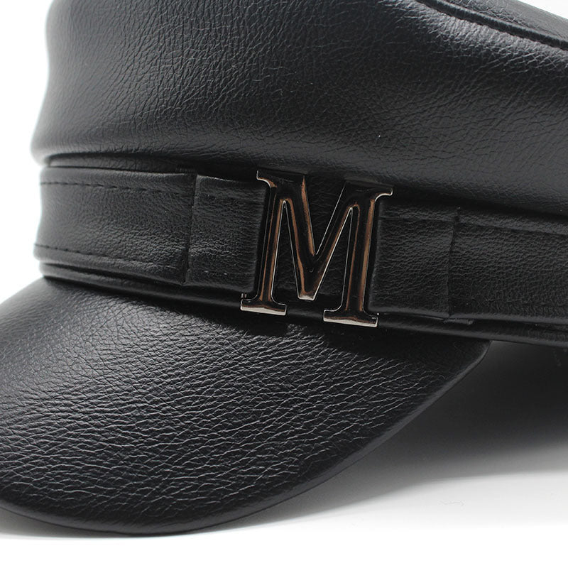 solid color pu beret, view 4 - MRSLM