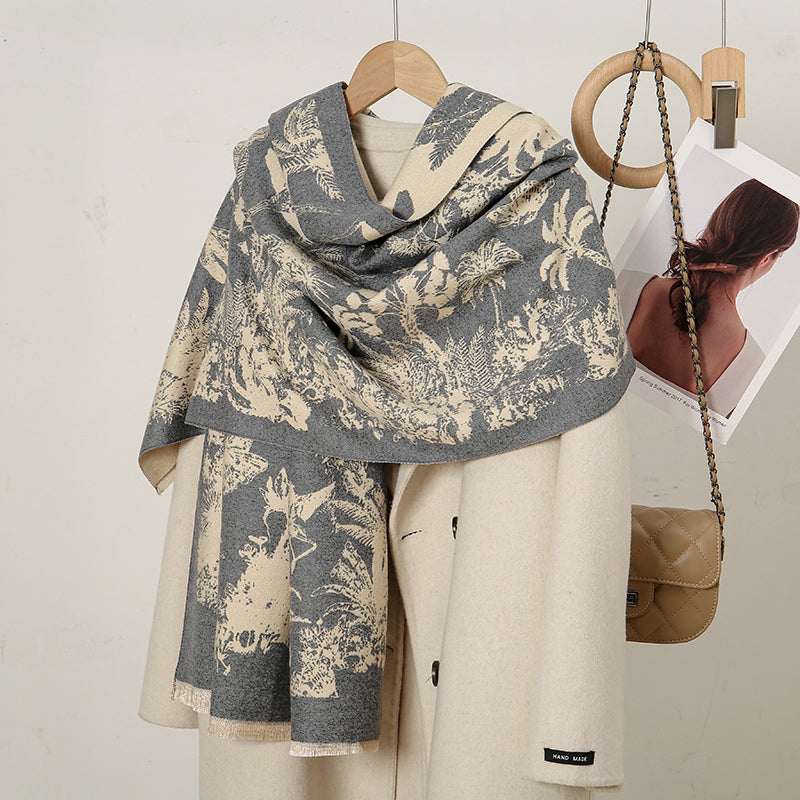 cashmere floral scarf, view 15 - MRSLM
