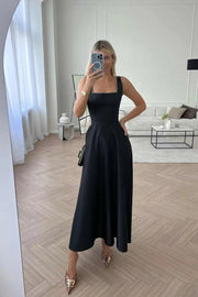 retro square collar swing dress, view 4 - MRSLM
